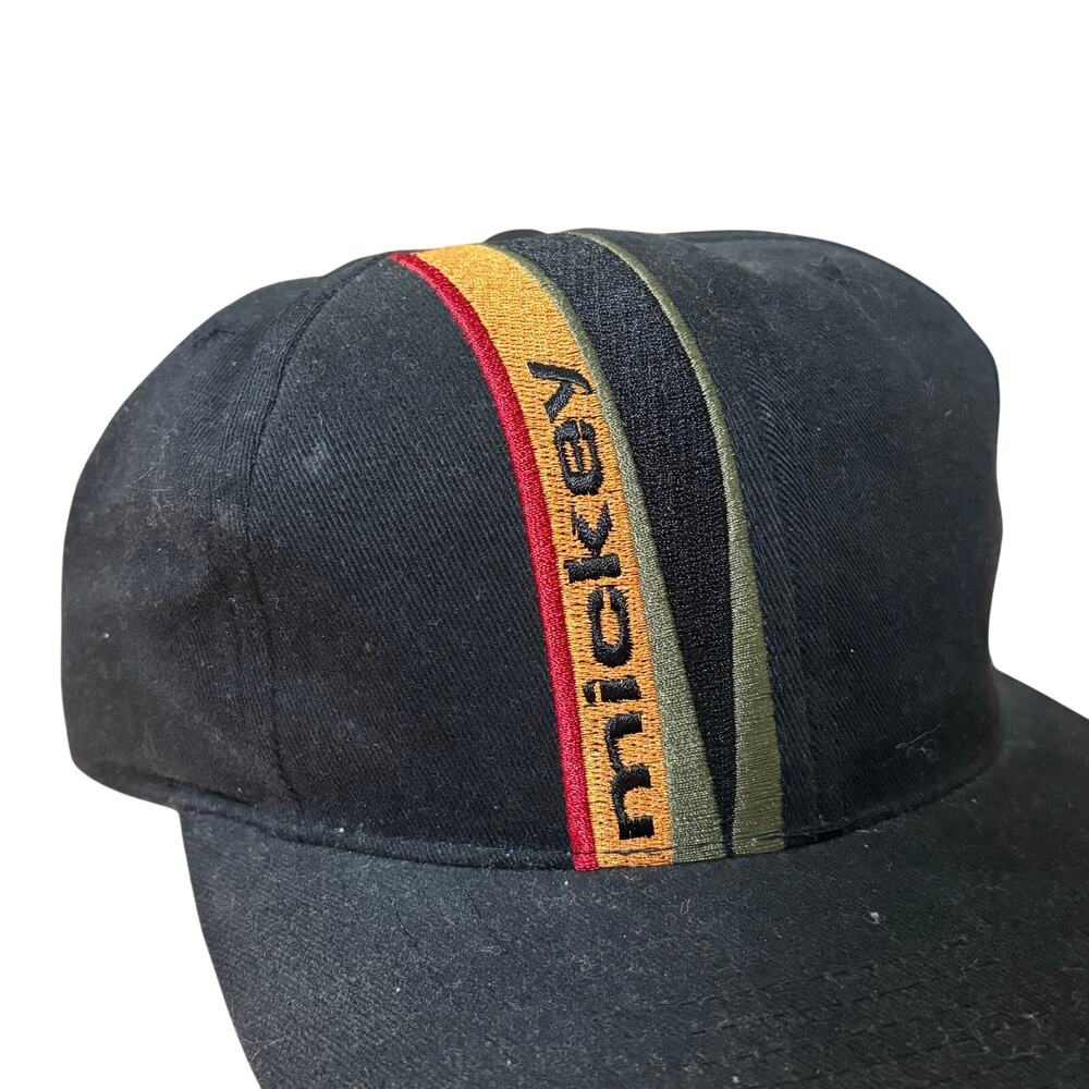 NWT Mickey Mouse Vintage Walt Disney World Striped Hat SnapBack Black Cap 90’s - Picture 2 of 5
